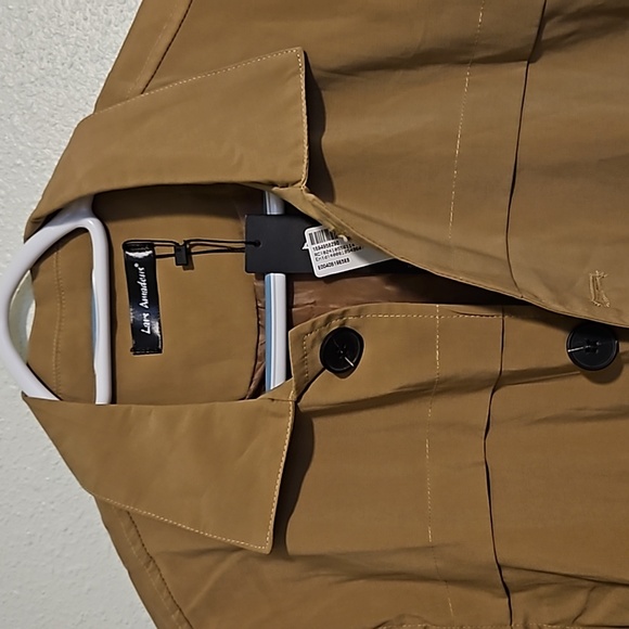 Lars Amadeus trench coat NWT sz. L two front flap pockets non wrinkle - Picture 5 of 7